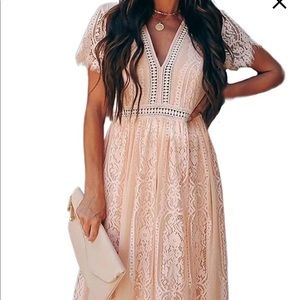 Pink lace floral dress